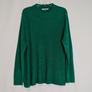 ALLISON DALEY Emerald Green Soft Acrylic Pullover Long Sleeve Sweater; Size 3X